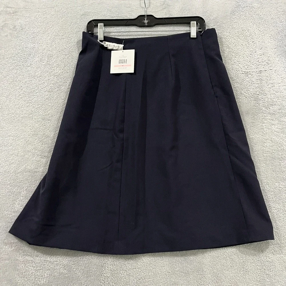 Ellen Tracy Skirt Womens 10 Metallic Navy Blue Career Office Lined Zip‎
